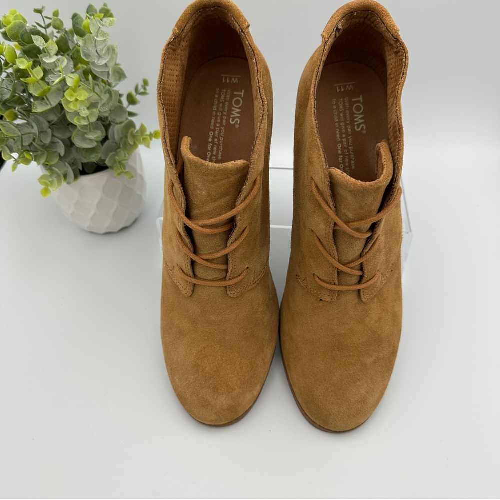 Tom's Women’s Suede Brown Lace Up Booties Size 11 - Picture 3 of 10